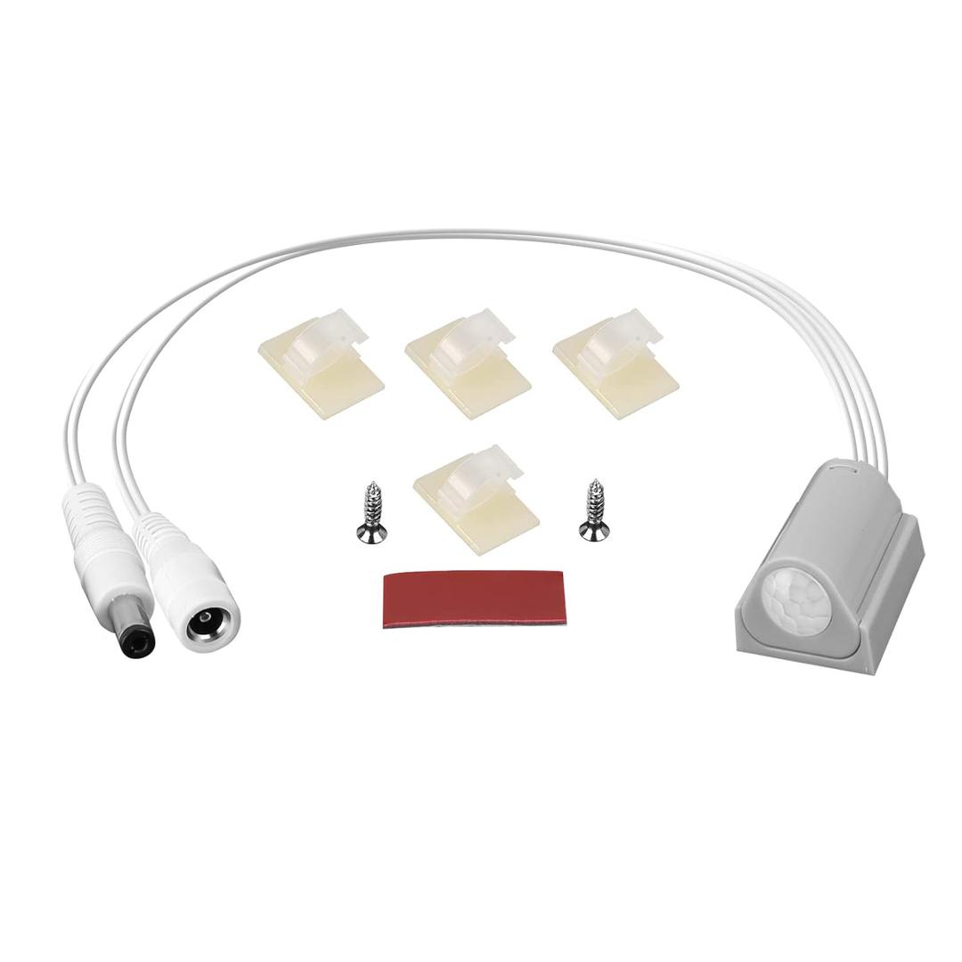 Litever PIR Motion Activated Sensor Switch Grey with Light Sensor Function Optional. DC6~24V 3A.DC 5.5x2.1mm Connectors. for DIY LED Lighting for Pantry Closet, in-Cabinet, Gun Safe,Cabinet Light