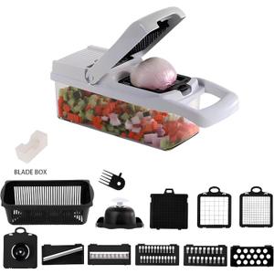 HercuCut Blade All-in-One Vegetable Chopper and Spiralizer Food Chopper with Container, Fruit Slicer, House Essentials, Kitchen Appliances & Gadgets (White/Black)