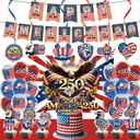 Independence Day Party Decoration Gift Set, July 4th Theme, Includes Banners, Balloons, Backdrop, Tablecloth, Cake Toppers, Cupcake Decorations
