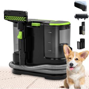 Portable Carpet & Upholstery Cleaner, Deep Cleaning for Rugs, Couch, Curtain, Car Interiors Stains, Pet & Family Friendly, 21 Kpa suction with 800W high-performance motor, 120V (Green)