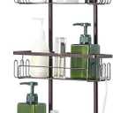 SunnyPoint Classic Metal Bathroom Shower Caddy, Over Door Hanging Storage Organizer Basket (Large, Brown)