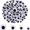 200 Pieces Wiggle Eyes, FEBSNOW Googly Eyes Self Adhesive Black White Plastic Googly Eyes Mixed Assorted Sizes Sticker Eyes for DIY Crafts Decoration(15mm -30mm)