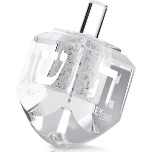 Yaomiao Hanukkah Dreidel, Crystal Glass Paperweight with Hebrew Letters Jewish Hanukkah Decor Gift Home Table Decor Glass Figurines Collectibles (1 Pcs, White)
