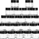 2 oz Glass Jars with Lids, Hoa Kinh 24 Pack Air Tight Leak Proof Small Clear Transparent Cosmetic Glass Jars  White Inner Seal Lid for Handmade Lotions, Creams, Body Butter, Candle, Crafts Storage