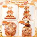 2 x 3 Tiers Thanksgiving Cupcake Stand Friendsgiving Decorations, Thanksgiving Day Turkey Maple Leaf Cardboard Cake Dessert Holder Tower Cookie Trays Decorations for Fall Decor Birthday Party Supplies