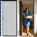 Beeveer Retractable Screen Door with Sliding Track Fits Door Size 33" x 80" (Curtain Size 34'' x 81'') Pet Friendly Magnetic Fiberglass Mesh Screen for Patio French Sliding Doors Weighted Bottom