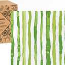 80 Pack Designer Cocktail Beverage Napkins, 3-Ply 5x5-inches Disposable Decorative Fall Winter Green and White Stripe Watercolor Napkin for Wedding Birthday Anniversary Party Baby Shower