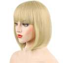 MOSINA 613 Blonde Bob Wig - Short 613 Blonde Straight Bob Wigs with Bangs for Women, Colorful Short Hair Wig, Cute Synthetic Wigs for Cosplay, Daily, Halloween (12inch)