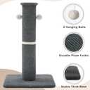 Made4Pets Tall Cat Scratching Post, 23.6" Modern Cat Scratcher with Hanging Balls, Heavy Duty and Thicker Scratching Post for Indoor Cats Adults, Sturdy Base Cat Scratch Post, Dark Grey