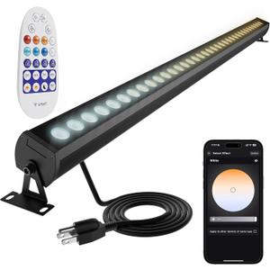 Smart Wall Washer Light 6CCT Adjustable Color Temperature & Dimmable 1%-100%, Super Bright LED Bar Light with Smart APP Control, Waterproof IP65, Timer & Remote for Indoor/Outdoor Decor