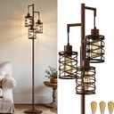 Oneach 70" Industrial Floor Lamp, Stepless Dimmable Standing Lamp with 3 Bulbs, Farmhouse Corner Standing Tree Lamp for Living Room, Tall Lamps for Bedroom, Office, Study Room, Dining Room