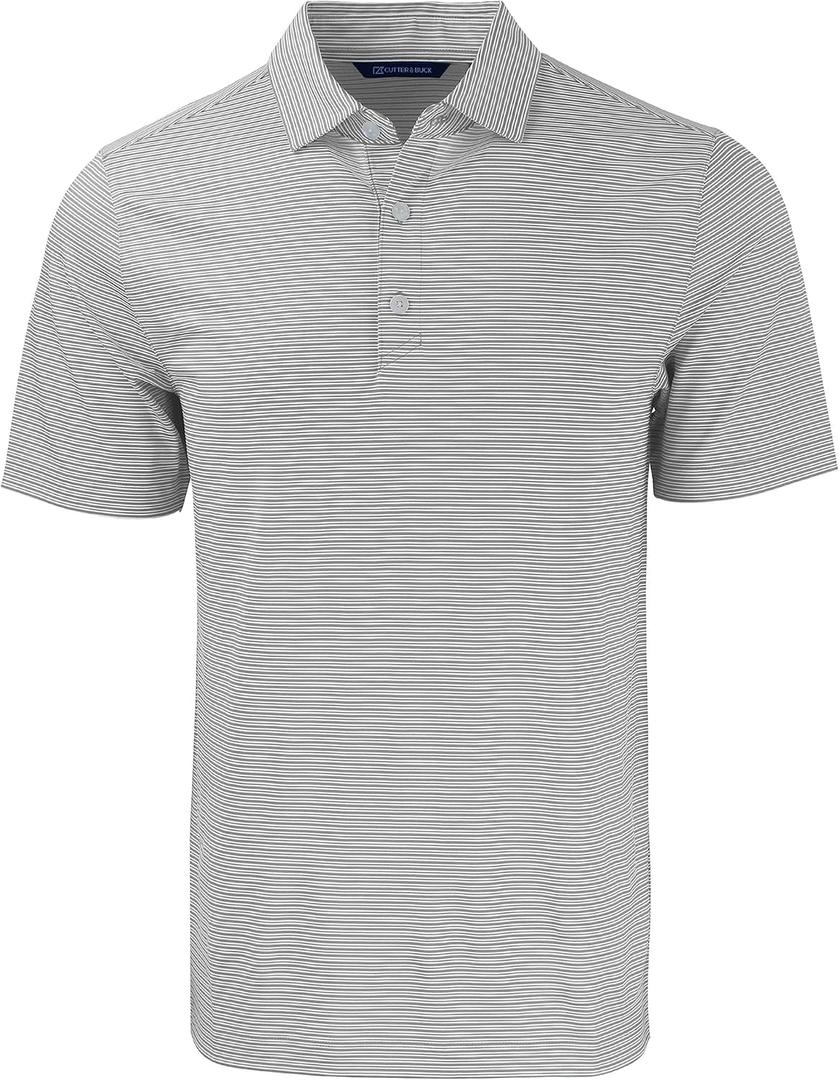 Cutter & Buck Mens Forge Eco Double Stripe Stretch Recycled Mens Big &Tall Polo (4X-Large Tall, Polished/White)
