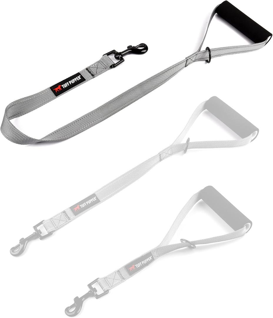 Tuff Pupper Service Dog Leash with Handle | 24 Inch, Perfect for Large Dogs & Training | Padded Traffic Handle | Steel Gray