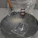 YOSUKATA 14" Carbon Steel Wok with Round Bottom  Pre-Seasoned Pow Wok for Stir Fry  Traditional Chinese Japanese Black Steel Pan  Outdoor Cookware for Gas Stovetops, Open Fire, BBQ, Camping