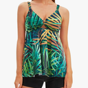Tankini Swimsuits for Women Tummy Control Swimsuit Modest Tankini Top with Boyshort Bathing Suits Swimwear, Green, XXL