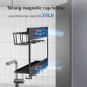 Abiglifty Water Bottle Organizer Holder, Magnetic Stanley Cup Rack with 5 Hooks 30/40 oz,No Drill Strong Magnetic and Wall Mount Tumbler Holder Organizer for Fridge,Black