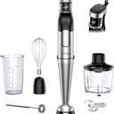 KOIOS Immersion Blender Handheld - Trigger Variable Speed 5-in-1 Immersion Hand Blender 1100W, Anti-Scratch Stainless Steel Shaft, Chopper & Milk Frother, Non-BPA for Soup, Baby Food and Smoothies