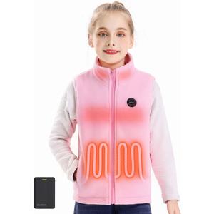 Kids Heated Fleece Vest with Battery Pack 7.4V, Boys Girls Lightweight Electric Heated Fleece Coat for Winter (X-Small, Pink)