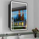 20x28 Inch Medicine Cabinet with Mirror, Recessed or Surface Mount Bathroom Medicine Cabinet with LED Lights, Anti-Fog, Memory Function, Adjustable Shelf, Dimmable Light, ETL Listed, Black,Left Hinge