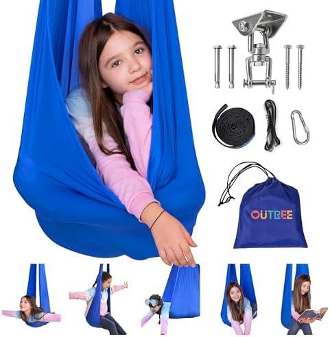 OUTREE Sensory Swing for Kids with 360° Swivel Hanger, Indoor Therapy Swing Great for Autism, ADHD, Sensory Processing Disorder, and Autistic Children