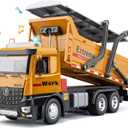 Dump Truck for Boys Age 4-7, 12" Big Plastic Toy Dump Truck with Sounds and Lights, Construction Vehicle Toy with Movable Parts for Kids