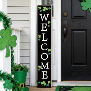 St Patricks Day Porch Decor St Patricks Day Porch Sign Shamrocks Outdoor Decorations Welcome Sign for Front Door Wooden Door Decorations Indoor Outside 46.8 Inch