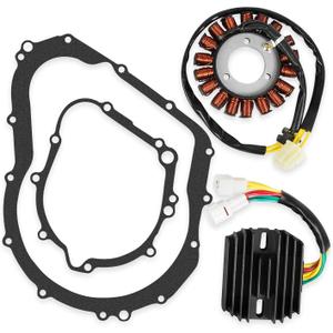 Stator and Voltage Regulator Rectifier Kit for Suzuki GSX-R 600 750 (2006-2010) K6 K7 K8 K9 L0, Replaces 31401-01H00 32800-18H00 11483-01H00 Charging System Rebuild Kit with Gasket