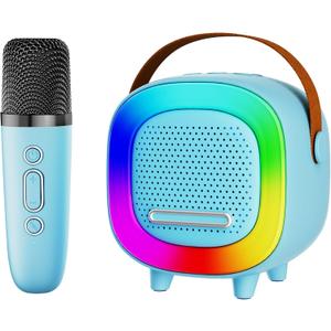 Mini Karaoke Machine Speaker for Kids Adults, Portable Bluetooth with 1 Wireless Microphones, Children's Day Birthday Gift Ideas for Toys for Teens Boys and Girls Aged 4, 5, 6, 7, 8, 9, 10, 11, 12+