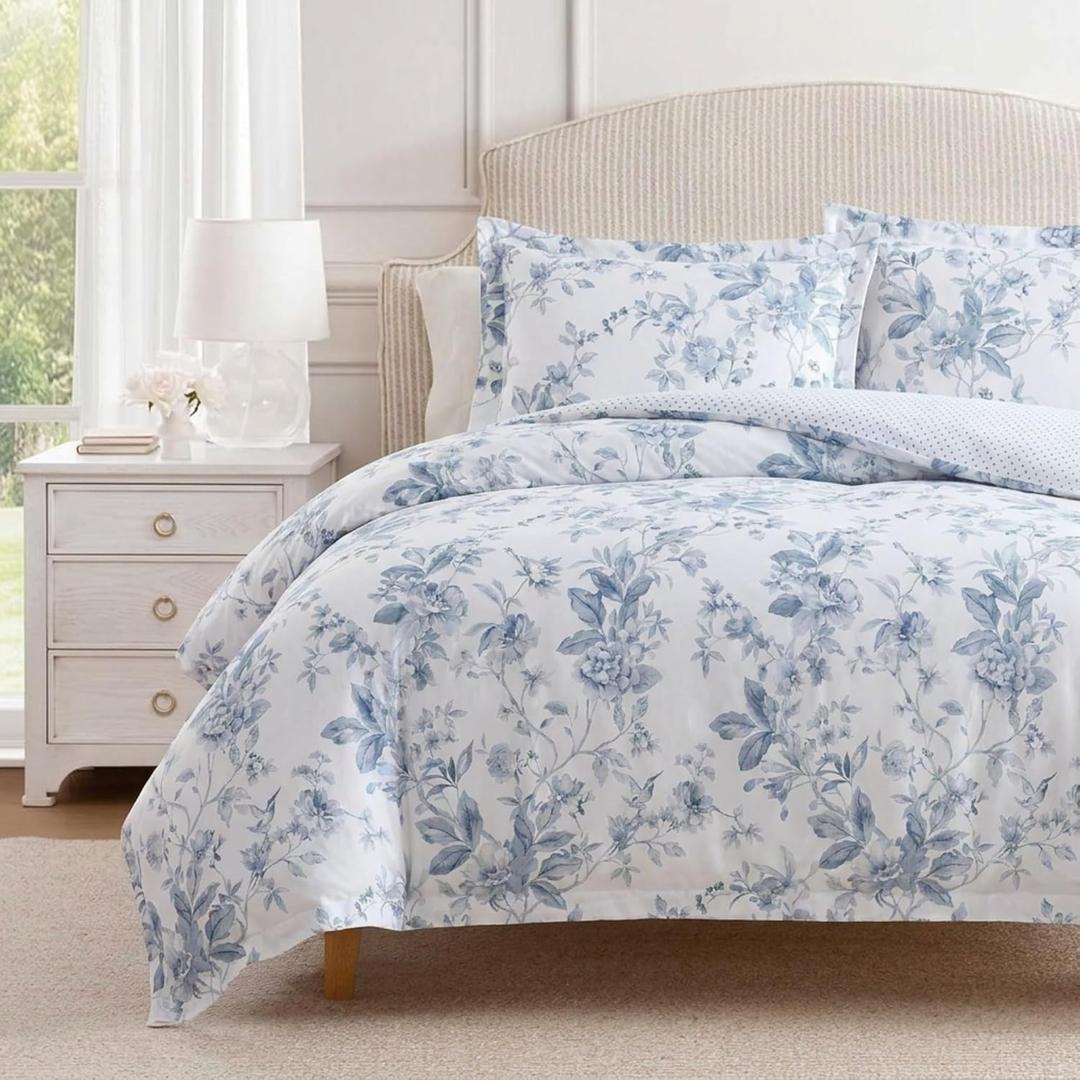 Martha Stewart - King Comforter Set with Shams, Cotton Sateen