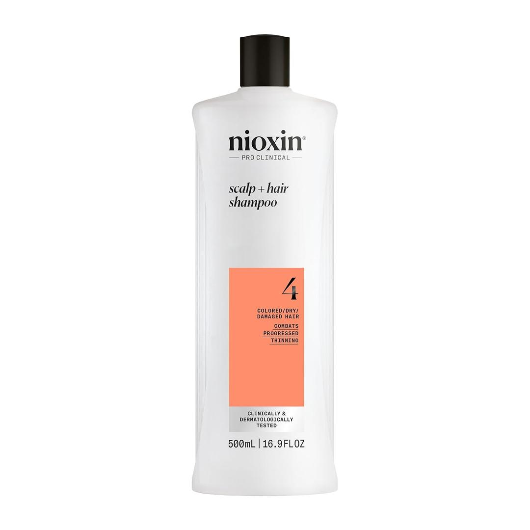 Nioxin System 4 Scalp + Hair Thickening Shampoo for Colored, Dry, & Damaged Hair with Progressed Thinning | Maintain Vibrant Color | Cleanse, Nourish & Boost Hair Density with Niacinamide & Biotin (16.9 Fl Oz (Pack of 1))