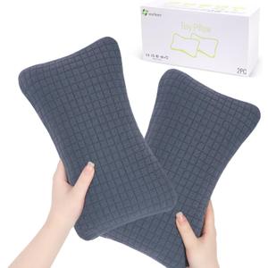 vocheer 11x7in Mini Travel Pillow, Small Pillows for Sleeping, Tiny Pillows for Neck, Wrist, Lumbar and Knee, Pets Pillow, Cotton, Cover Removable, Machine Washable (Navy Blue-2PC)