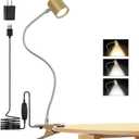 3 Modes & 10 Brightness Clip-on Reading Light - Desk Lamp with Memory Function & 360 Gooseneck Clamp for Bed Headboard (Gold)