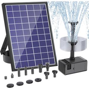 Antfraer Solar Fountain Pump for Bird Bath 6.5W, Solar Water Pump with Dry-Run Protection, Solar Fountain with Double-Layer Nozzles & 5FT PVC Tubing for Small Pond Bird Bath Waterfall DIY