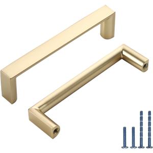 10 Pack 3.75 Inch(96mm) Kitchen Cabinet Handles Brushed Gold Cabinet Pulls Kitchen Cabinet Hardware Drawer Pulls for Dresser Cupboard Wardrobe