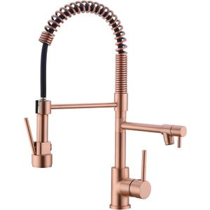 Avola Classical Copper Kitchen Faucet with Pull Down Sprayer, Rose Gold Kitchen Sink Faucet with Pot Filler Single Handle Commercial Tap for Bar Laundry RV Utility Sink