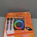 Karaoke Machine, Portable Bluetooth Speaker with 2 Wireless Microphones for Adults & Kids with Lights, Karaoke Microphone with PA System Supports USB/TF/FM/AUX for Home Party Home System Packages (Black)