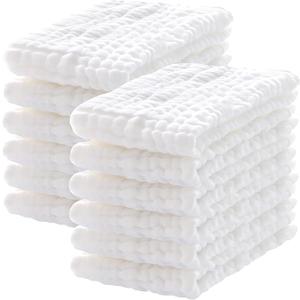 12 Pack Muslin Burp Cloths 100% Cotton Muslin Cloths Large 20''x10'' Extra Soft and Absorbent Baby Burping Cloth 