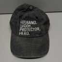 Husband Daddy Protector Hero Hat, Adjustable Cotton Embroidered Fathers Day Birthday Gifts for Dad Baseball Cap (Gray), One Size