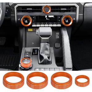 for Toyota Tacoma 2024 2025 w/14 Display Interior Accessories AC Center Consoles Control Audio Switch Drive Volume Knob Cover Air Conditioner Aluminum Alloy (Orange, 14-Inch Screen)
