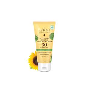 Babo Botanicals Sheer Zinc Mineral Sunscreen Lotion SPF30 - Natural Zinc Oxide - Shea Butter - Face & Body - Water Resistant - Fragrance-Free - EWG Verified - Vegan - For all ages 
