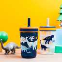 Zak Designs Kelso Toddler Cups For Travel or At Home, 15oz 2-Pack Durable Plastic Sippy Cups With Leak-Proof Design is Perfect For Kids (DinoRoar, Zaksaurus)