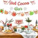 Christmas Hot Cocoa Bar Banner Decoration, Glitter Green Red Hot Chocolate Bar Kit Winter Snowflake Gingerbread Snowman Coffee Mug Hot Cocoa Bar Banner Supplies for Birthday Baby Shower New Year Party
