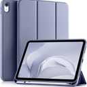 Akkerds Compatible with iPad (A16) 11th Generation Case 11 Inch 2025, for iPad 10th Generation Case 10.9 Inch 2022 with Pencil Holder, Slim Trifold Stand Protective Cover with Soft TPU Back, Blue Gray
