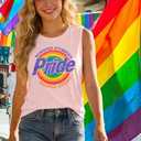 Pride Tank Top for Women - Funny Rainbow Graphic Peace Love Inclusion Diversity Hope Sleeveless Tops (Pink, XL)
