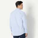 Amazon Essentials Men's Regular Fit Long Sleeve Wrinkle Resistant Stretch Dress Shirt (Blue White Pinstripe)