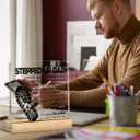 Fathers Day Stepped Up Dad Gifts from Stepdaughter Stepson Funny Stepdad Gifts Best Birthday Gift for Bonus Dad Acrylic Sign Decor 4 X 4 Inches