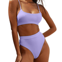 MELYUM High Waisted Bikini Sets for Women Two Piece Swimsuit Tummy Control Bathing Suit Cheeky Bottoms Push Up Top, L