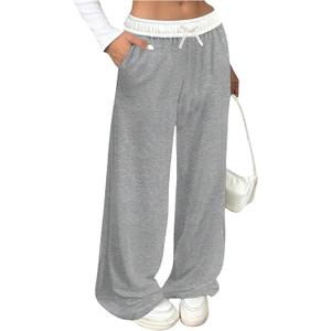 RoseSeek Girl's Baggy Sweatpants Letter Print Elastic Waist Wide Leg Pants Joggers Track Pants Trendy 6Y