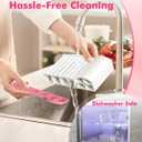 Straw Holder for Cabinet Door - Strong Magnetic Detachable Bottom, Easy to Clean, Dual Use (Countertop/Cabinet), Fits Various Sizes & Irregular Straws (Pink)