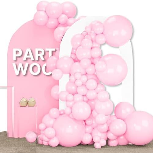 PartyWoo Baby Pink Balloons 155 pcs Different Sizes of 18 12 10 5 Inch Pastel Pale Light Pink Balloons Arch Kit Garland for Baby Shower Gender Reveal Birthday Princess Party Decorations Pink-Q05
